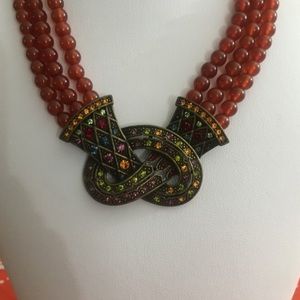 Heidi Daus Multi Swarovski Carnelian Necklace
